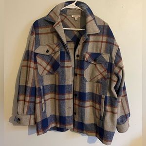 Apple green plaid shacket. Size M.